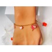 Breloque Amour – Bracelet ajustable pendentif cœur rose et acier inoxydable doré Breloque Amour – Bracelet ajustable pendentif cœur rose et acier inoxydable doré