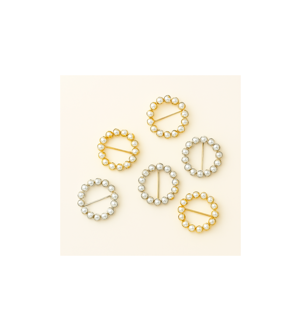 Broche ronde Perlées