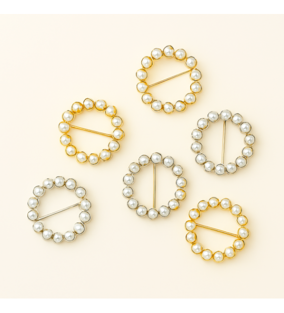 Broche ronde Perlées