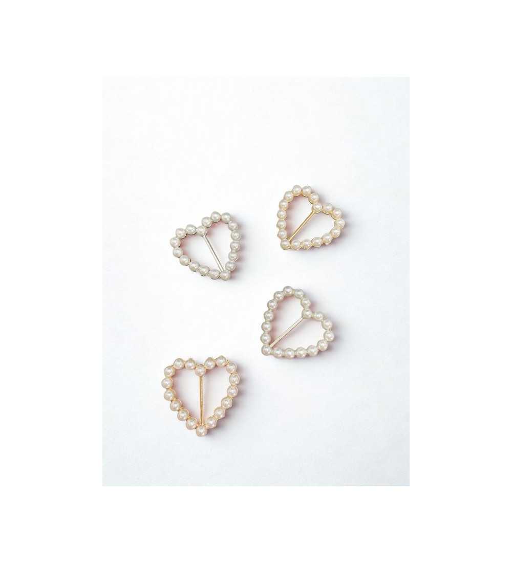 Broche bijou perles blanches – Cœurs perlés – AU2Bijoux
