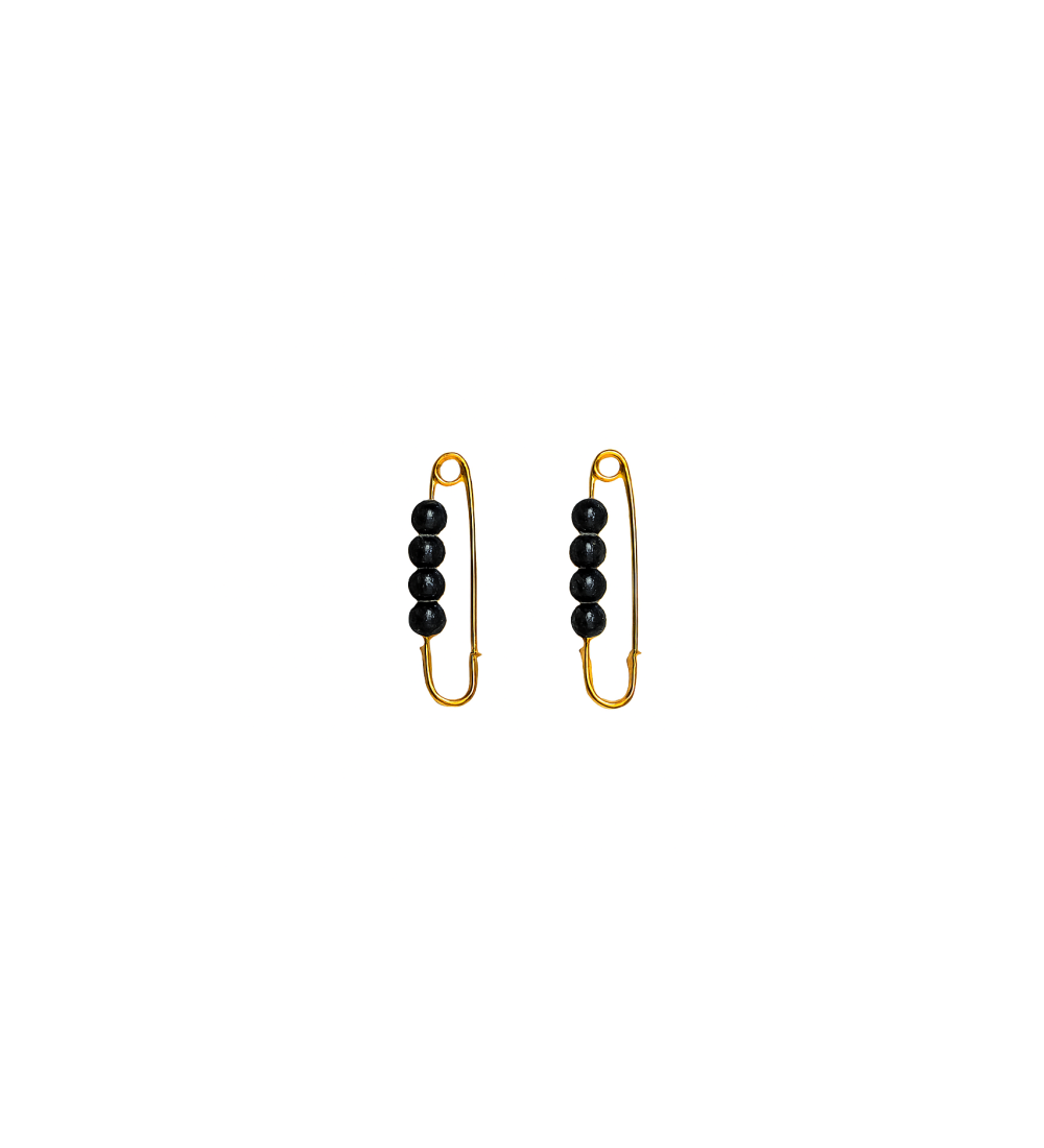 Broches Épure & Couleur – Accessoires dorés aux perles rouges et noires Broches Épure & Couleur – Accessoires dorés aux perles rouges et noires