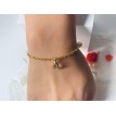 Nature – Bracelet ajustable perles blanches tachetées et acier inoxydable argent Nature – Bracelet ajustable perles blanches tachetées et acier inoxydable argent