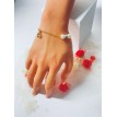 Nature – Bracelet ajustable perles blanches tachetées et acier inoxydable argent Nature – Bracelet ajustable perles blanches tachetées et acier inoxydable argent