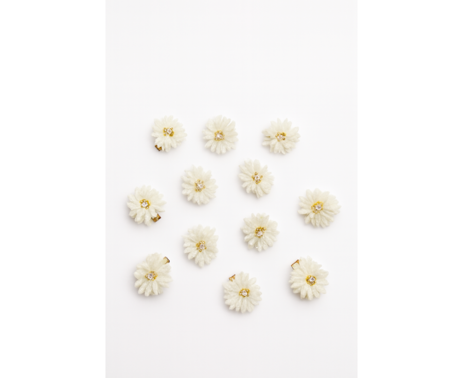 Jardin d Hiver – Lot de 3 barrettes fleurs blanches scintillantes Jardin d Hiver – Lot de 3 barrettes fleurs blanches scintillantes