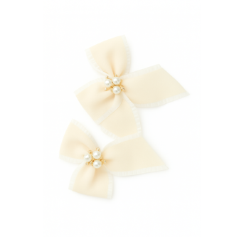 Barrettes nœud perlé – Collection Duo Pastel Luxe