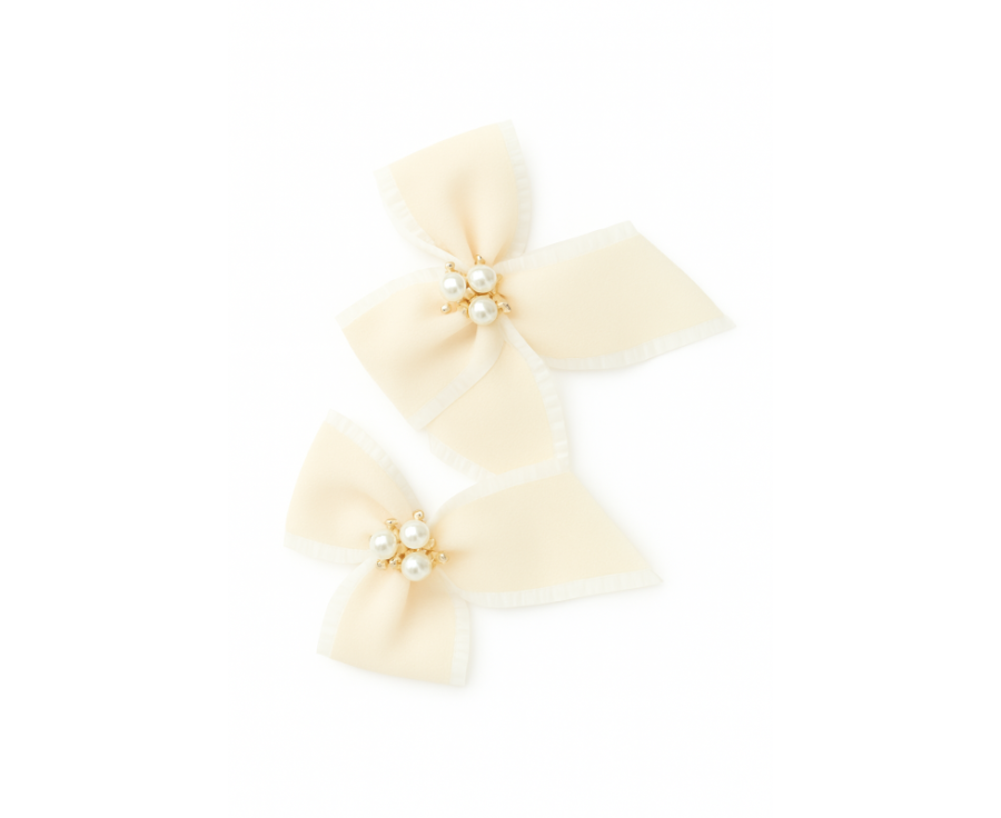 Barrettes nœud perlé – Collection Duo Pastel Luxe Barrettes nœud perlé – Collection Duo Pastel Luxe