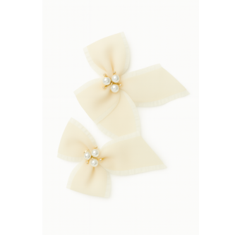 Barrettes nœud perlé – Collection Duo Pastel Luxe