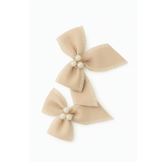 Barrettes nœud perlé – Collection Duo Pastel Luxe