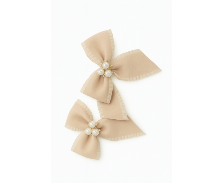 Barrettes nœud perlé – Collection Duo Pastel Luxe Barrettes nœud perlé – Collection Duo Pastel Luxe