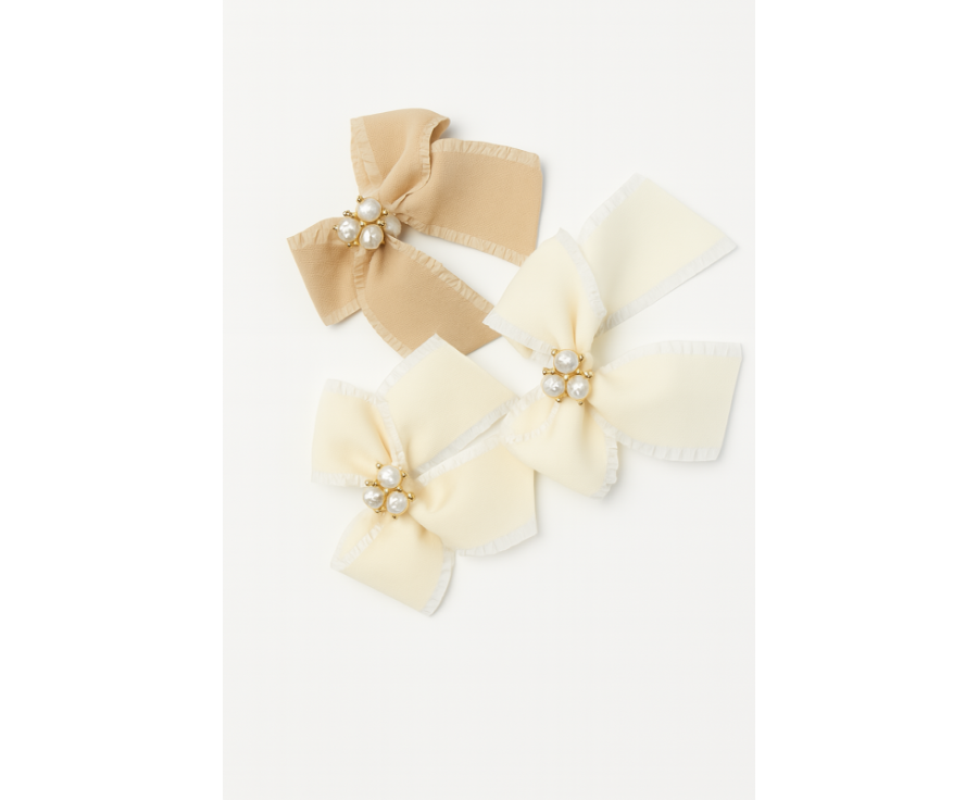 Collection Duo Pastel Luxe – Barrettes nœud perlé (lot de 2)