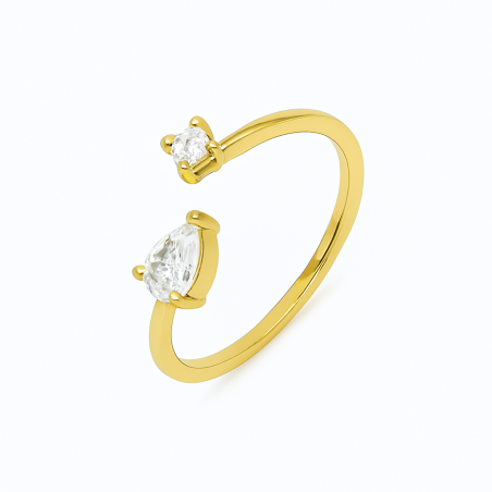 Bague Eclat stellaire plaqué or 24K avec pierres - Bague élégante Femme
