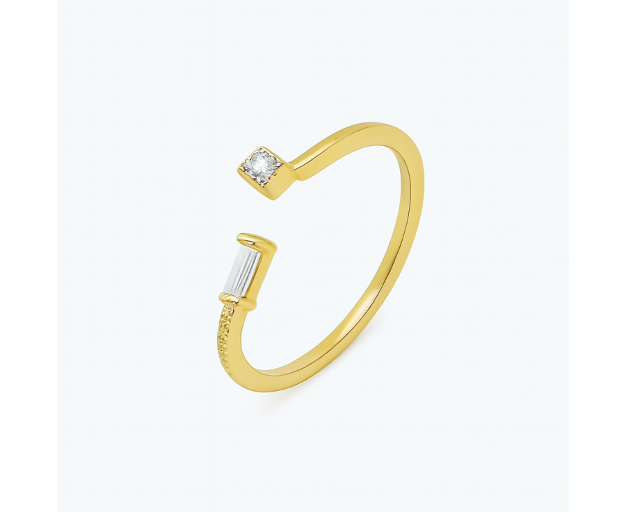 Bague Geometrique plaqué or 24K – Élégance artisanale AU2Bijoux 