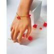 Mille Baiser – Bracelet plaqué or 24 K avec perles rouges et blanches et pendentif Mille Baiser – Bracelet plaqué or 24 K avec perles rouges et blanches et pendentif