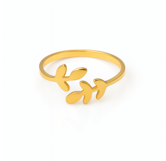 Bague Feuille plaqué or 24K – Élégance artisanale AU2Bijoux