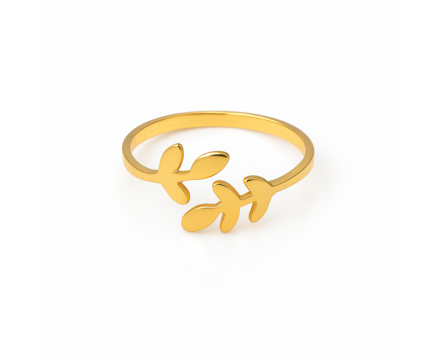 Bague Feuille plaqué or 24K – Élégance artisanale AU2Bijoux