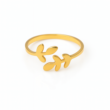 Bague Feuille plaqué or 24K – Élégance artisanale AU2Bijoux