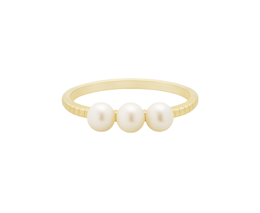Bague Trio Perles plaqué or 24K – Création unique AU2Bijoux