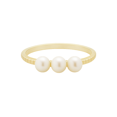 Bague Trio Perles en plaqué or 24K – Bijou raffiné AU2Bijoux