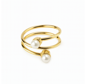Bague Duo Perles en plaqué or 24K – Bijou raffiné AU2Bijoux