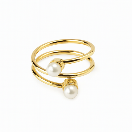 Bague Duo Perles en plaqué or 24K – Bijou raffiné AU2Bijoux