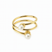 Bague Duo Perles en plaqué or 24K – Bijou raffiné AU2Bijoux