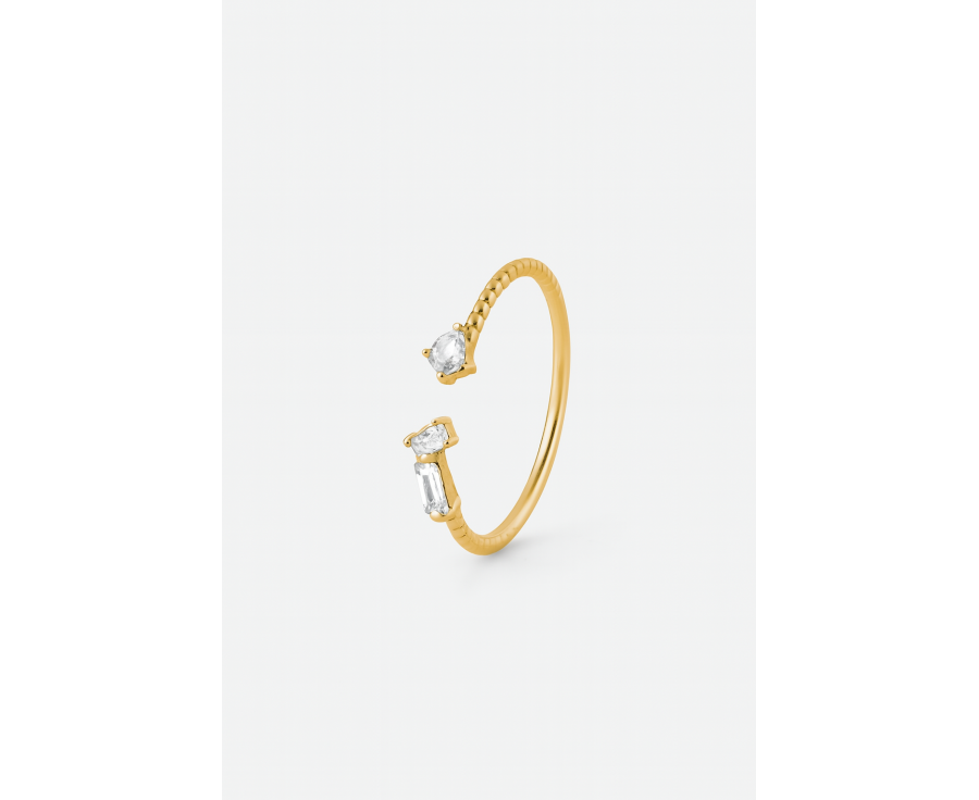 Bague doubles carrés plaqué or 24K – Élégance artisanale AU2Bijoux