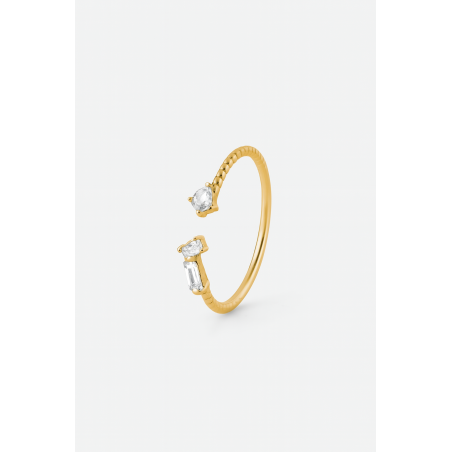 Bague doubles carrés plaqué or 24K – Élégance artisanale AU2Bijoux