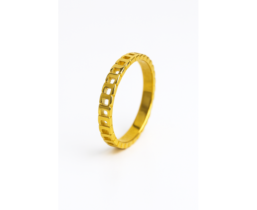 Bague Maillon plaqué or 24K – Élégance artisanale AU2Bijoux