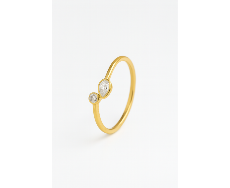 Bague Larme de Perle plaqué or 24K – Bijou artisanal pastel luxe