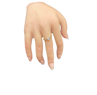 Bague coeur en plaqué or 24K avec pierre - Bijou Artisanal