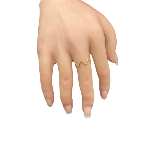 Bague Vagues plaqué or 24K - Bijou fait main élégant