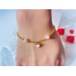Tendre Amour – Bracelet plaqué or 24 K avec perles rose pâle et pendentif cœur raffiné Tendre Amour – Bracelet plaqué or 24 K avec perles rose pâle et pendentif cœur raffiné
