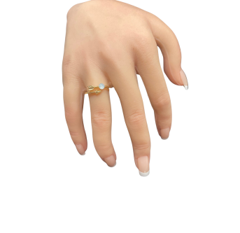 Bague cupidon plaqué or 24K avec pierre - Bijou Artisanal