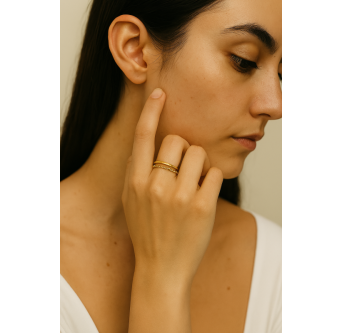 double bagues plaqué or 24K moderne – Bijou raffiné