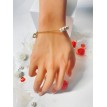 Love – Bracelet ajustable pendentifs cœurs et perles en acier inoxydable doré Love – Bracelet ajustable pendentifs cœurs et perles en acier inoxydable doré