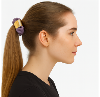 Chouchou Élégance Dorée – Bijou de cheveux pastel luxe