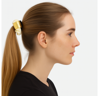 Chouchou Élégance Dorée – Bijou de cheveux pastel luxe