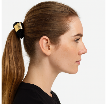 Chouchou Élégance Dorée – Bijou de cheveux pastel luxe