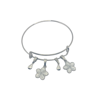 Éclats Floraux – Bracelet plaqué argent 925 artisanal, fleurs & gouttes 