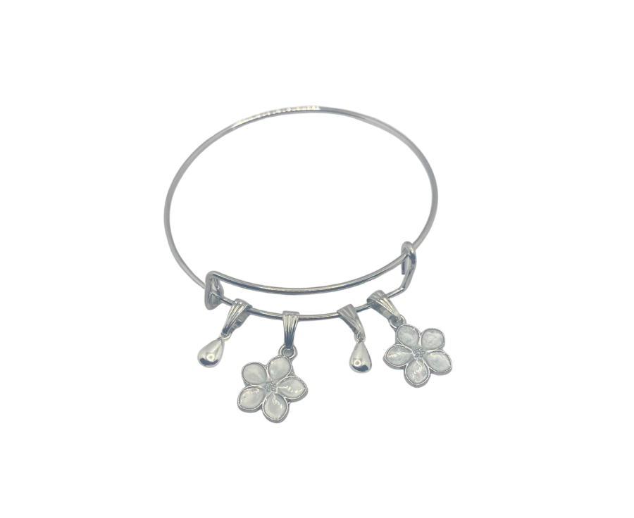 Éclats Floraux – Bracelet plaqué argent 925 artisanal, fleurs & gouttes 