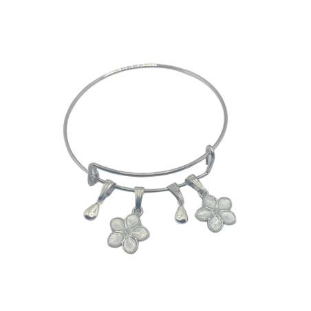 Éclats Floraux – Bracelet plaqué argent 925 artisanal, fleurs & gouttes