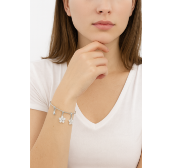 Éclats Floraux – Bracelet plaqué argent 925 artisanal