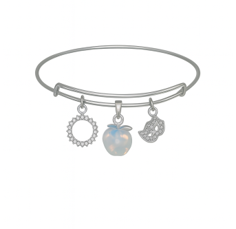 Les Trois Symboles – Bracelet plaqué argent 925 artisanal, pomme & masque 