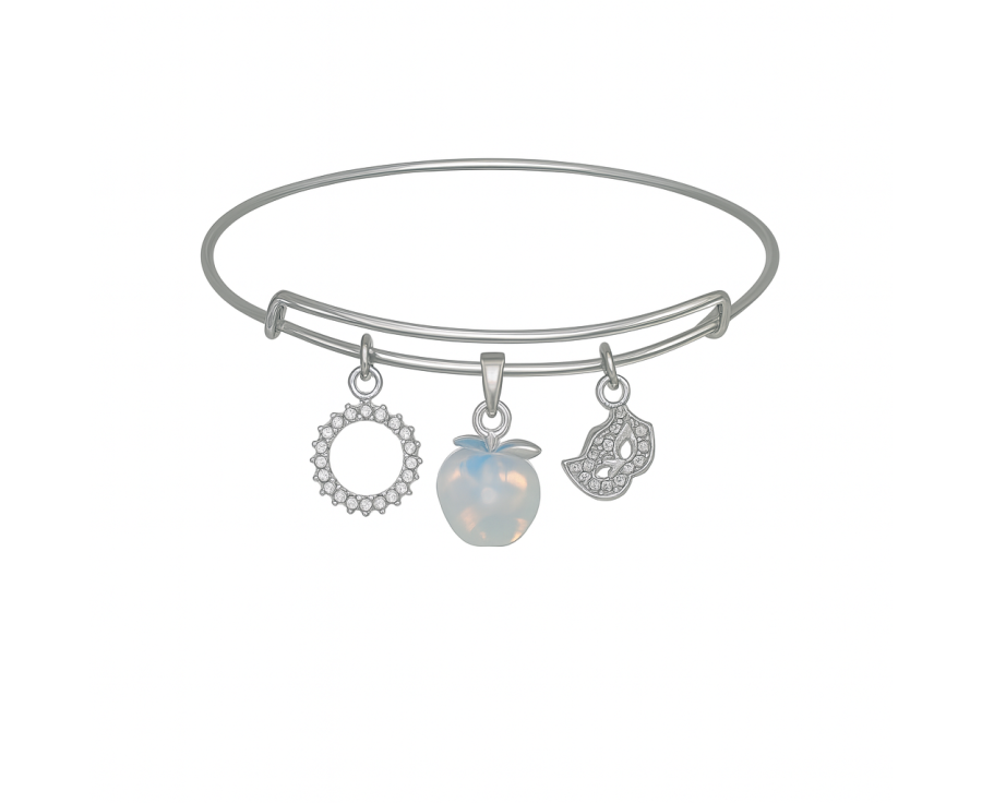 Les Trois Symboles – Bracelet plaqué argent 925 artisanal, pomme & masque Les Trois Symboles – Bracelet plaqué argent 925 artisanal, pomme & masque