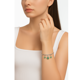 Pomme d’Émeraude – Bracelet plaqué argent 925 artisanal
