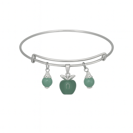 Pomme d’Émeraude – Bracelet plaqué argent 925 artisanal & perles vertes