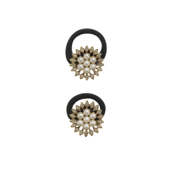 Élastique cheveux bijou fleuri doré - élastique bijou
