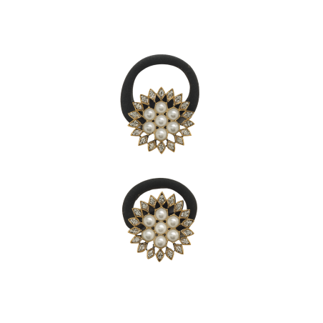 Élastique cheveux bijou fleuri doré - élastique bijou