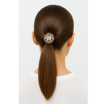 Élastique cheveux bijou fleuri doré