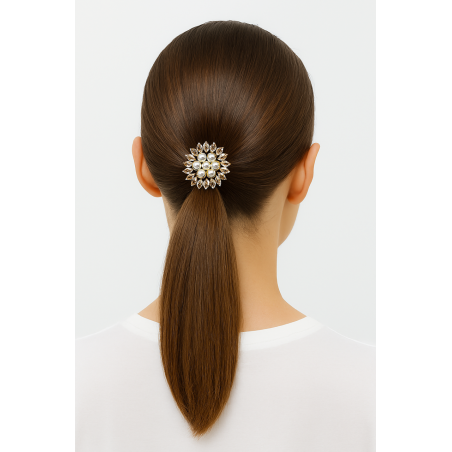 Élastique cheveux bijou fleuri doré